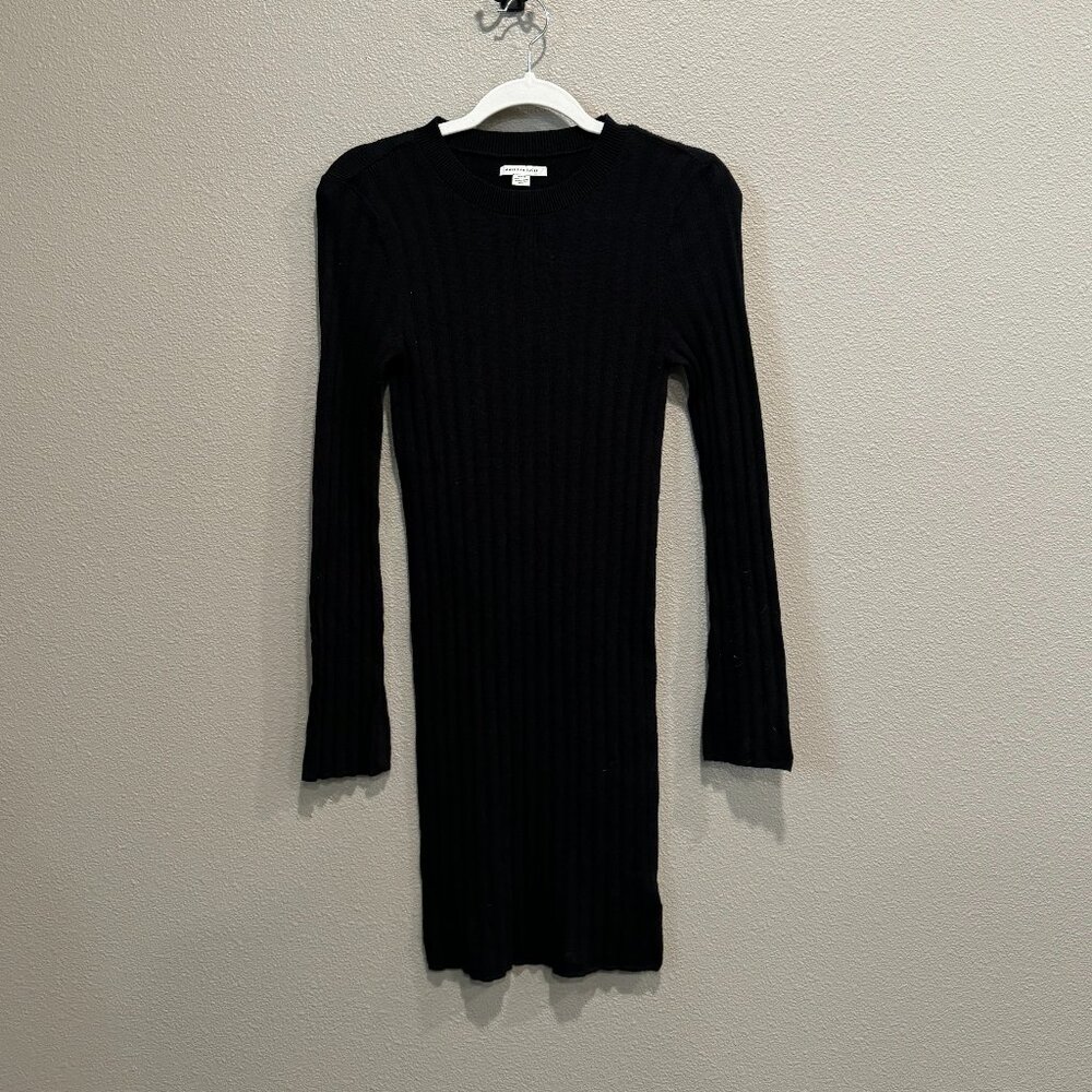 Abercrombie & Fitch Bodycon Ribbed Knit Long Sleeve Sweater Dress (Black, M)